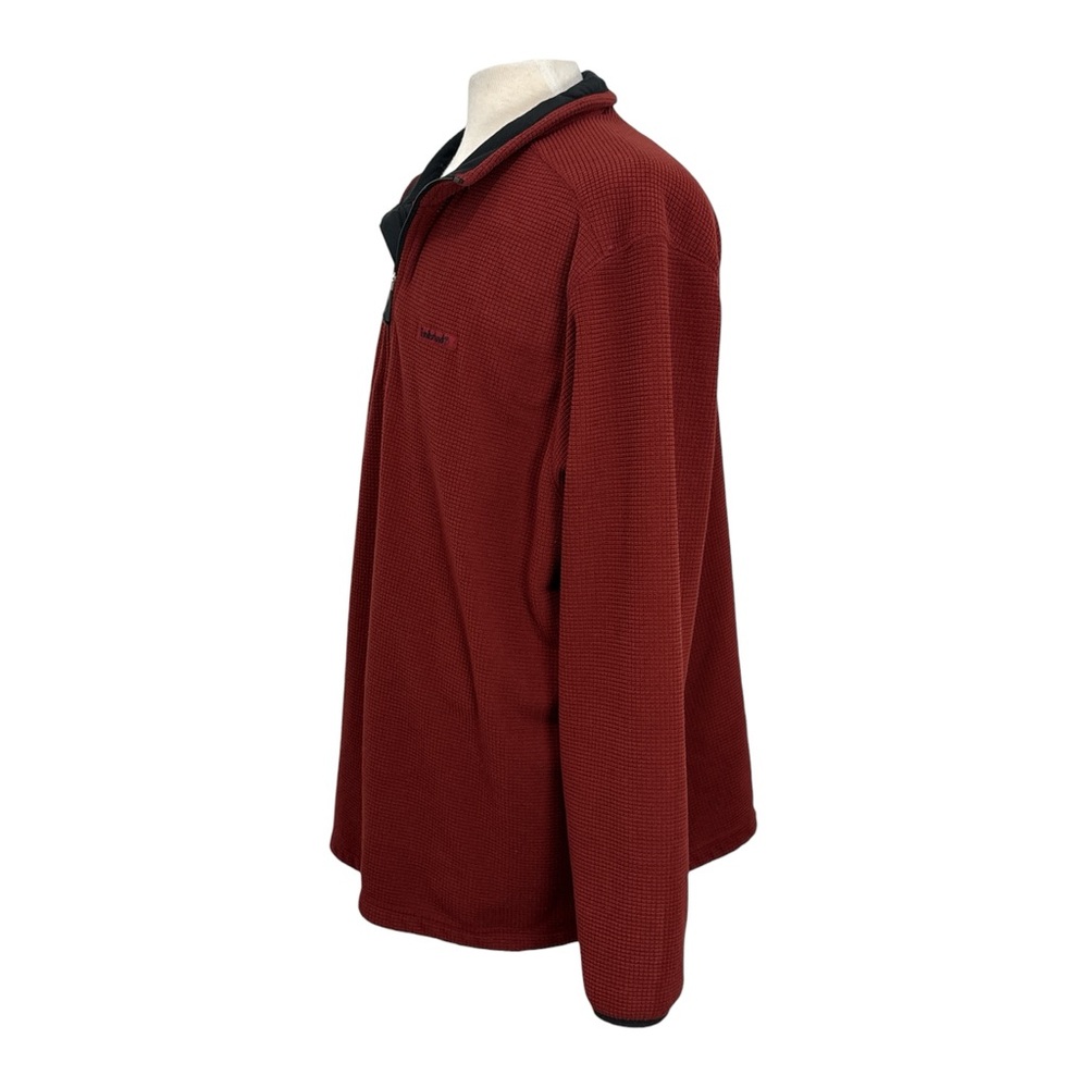 Timberland Mens Size 2XL Burgundy Waffle Knit Quarter Zip Fleece Pullover Fleece - Picture 2 of 5